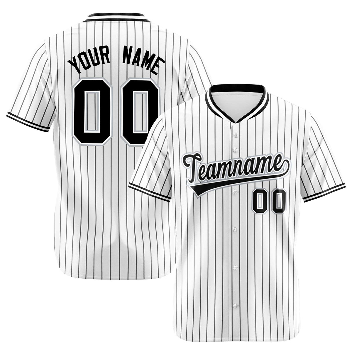 Custom White Black Pinstripe White-Black Authentic Baseball Jersey