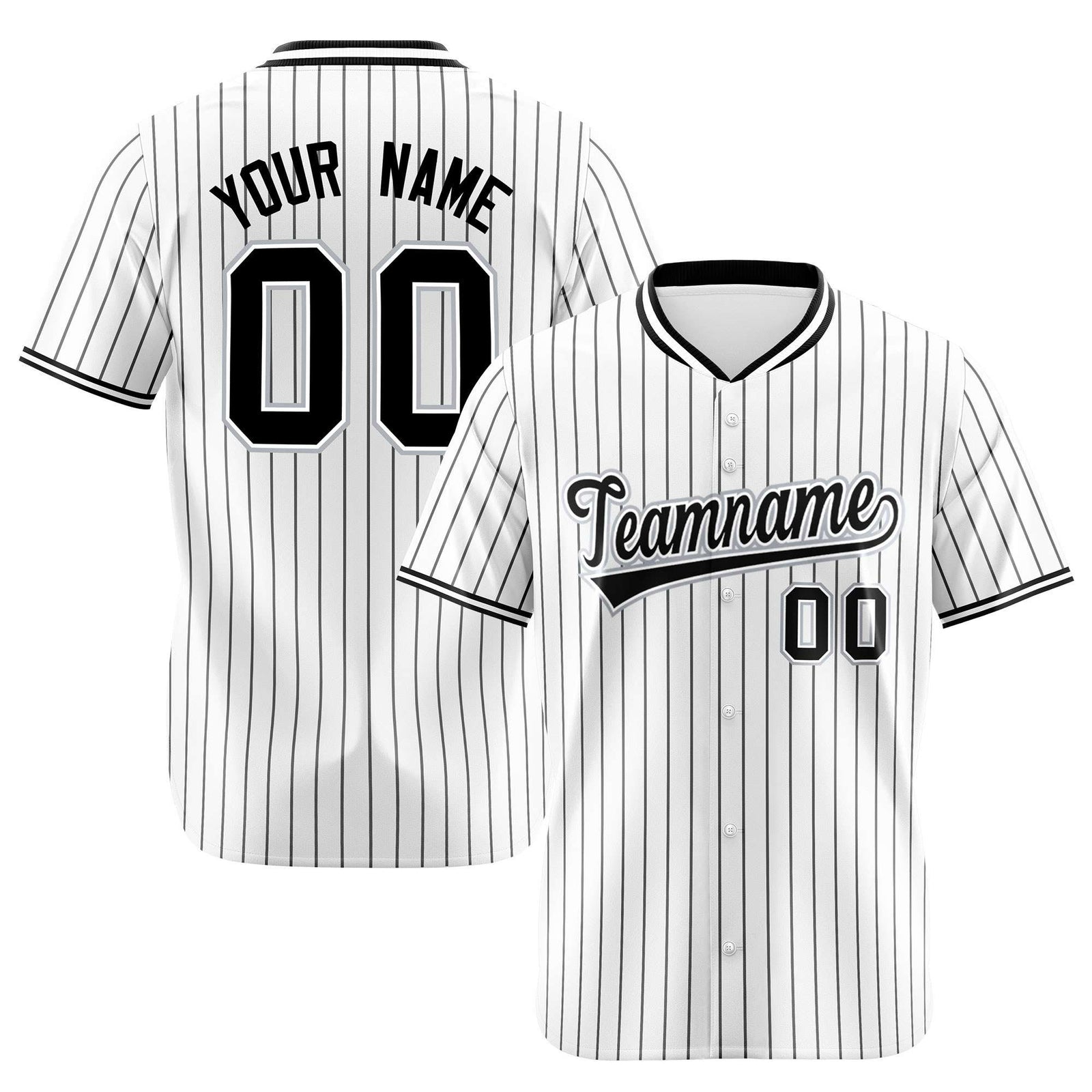 Custom White Black Pinstripe White-Black Authentic Baseball Jersey