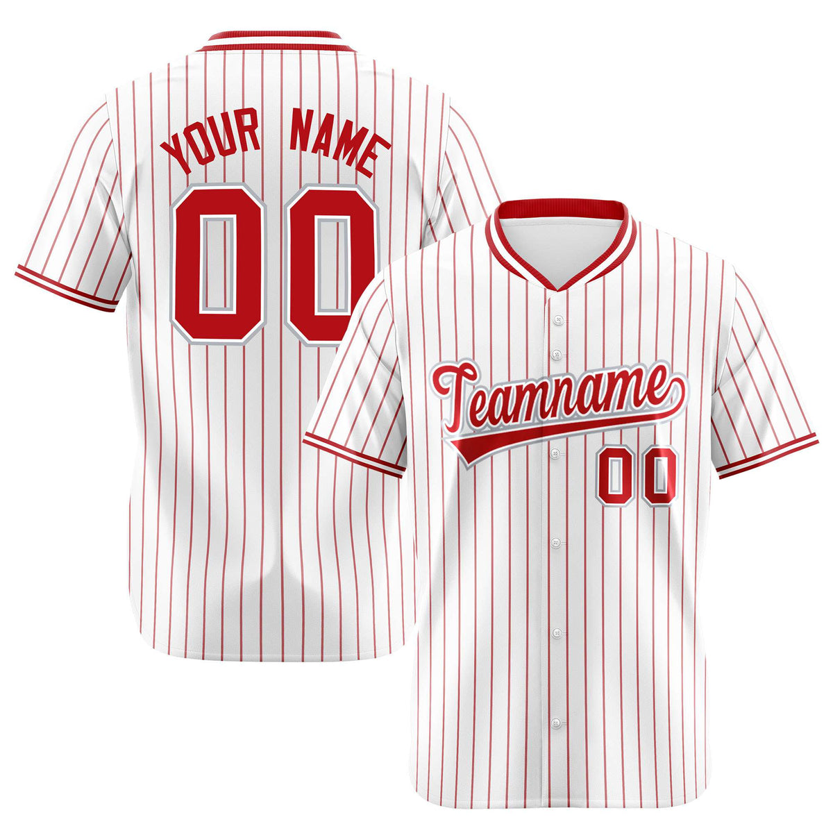 Custom White Red Pinstripe White-Red Authentic Baseball Jersey