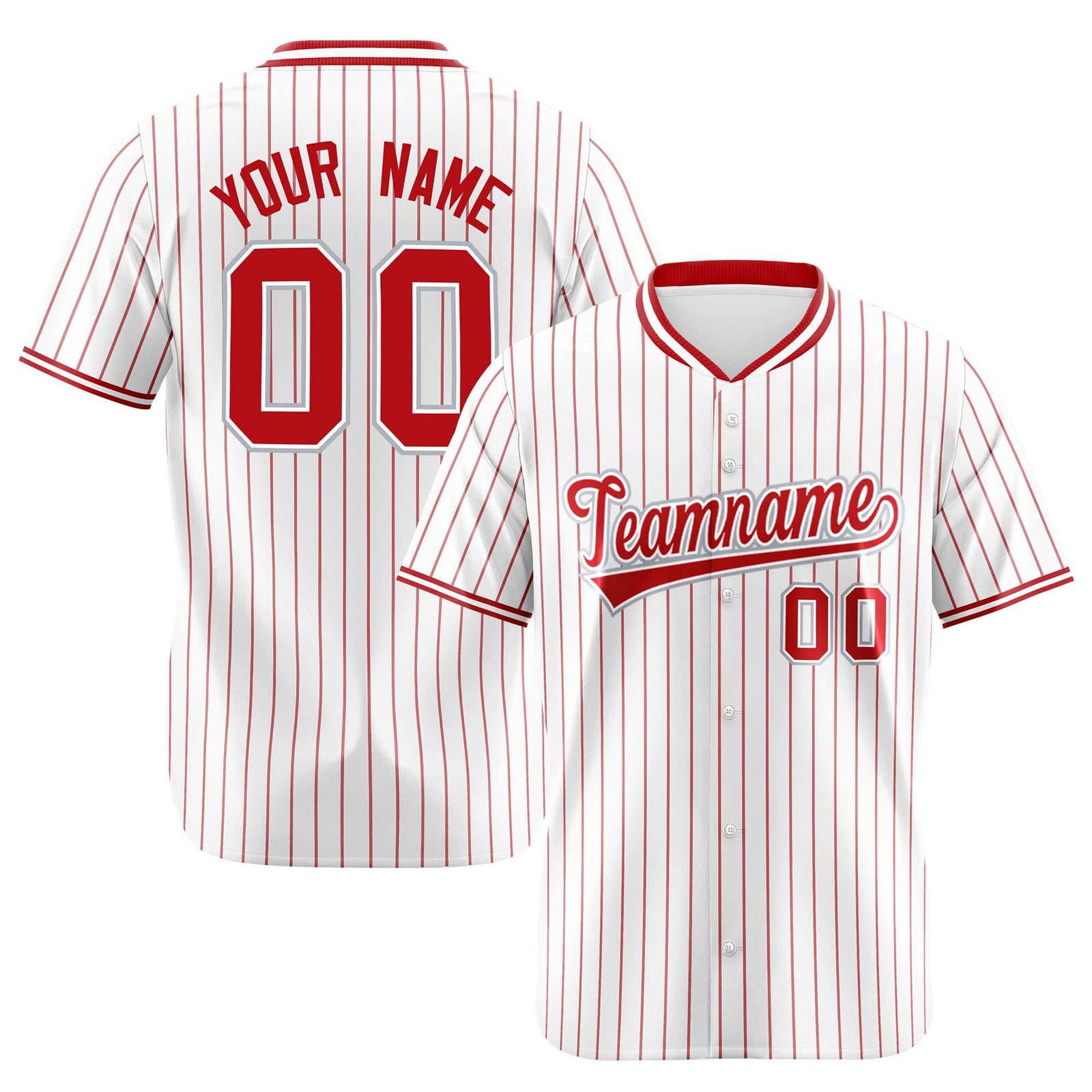 Custom White Red Pinstripe White-Red Authentic Baseball Jersey