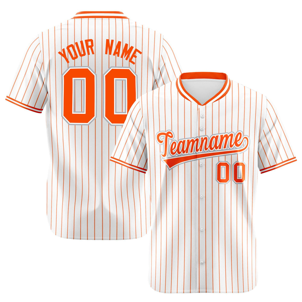 Custom White Orange Pinstripe White-Orange Authentic Baseball Jersey