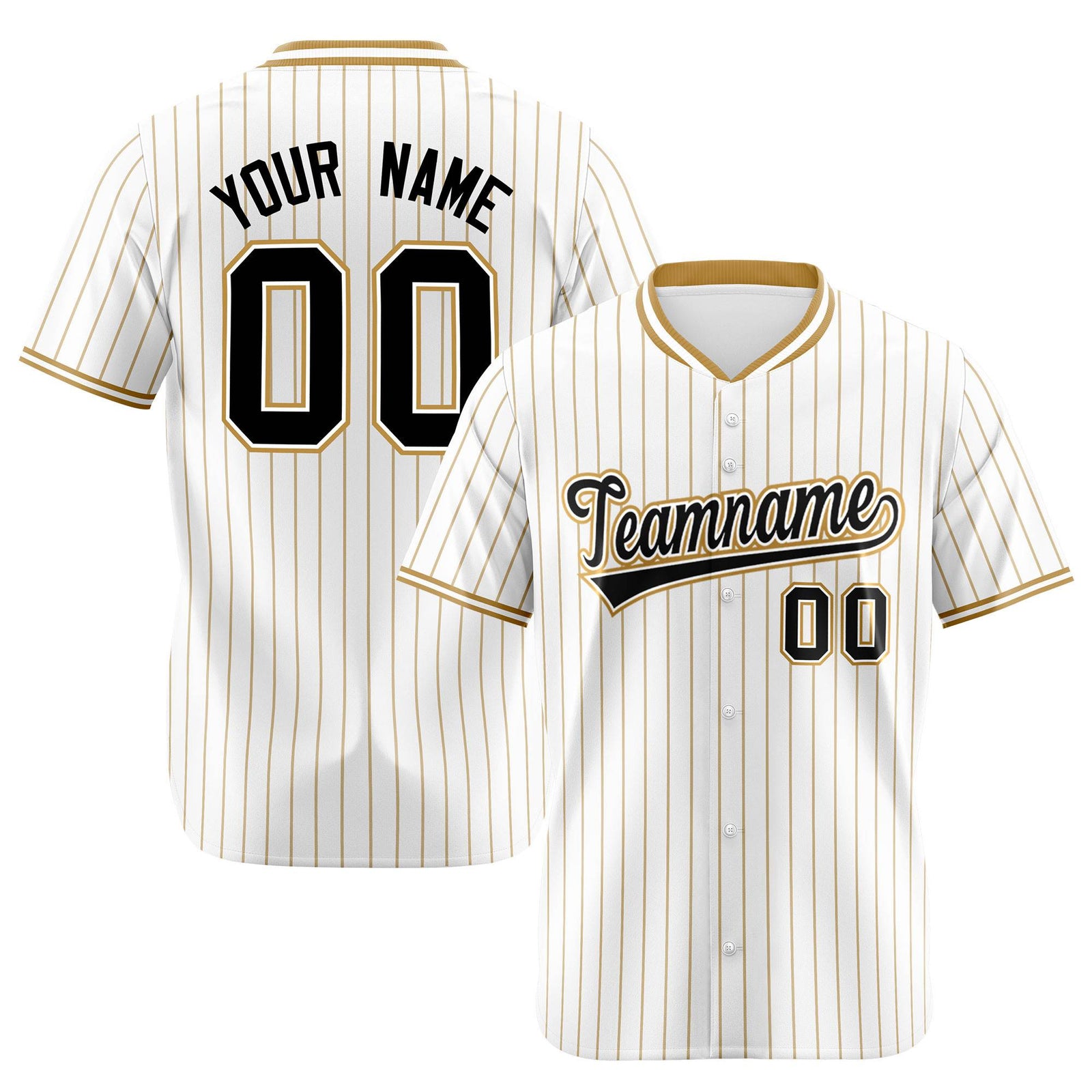 Custom White Brown Pinstripe White-Brown Black Authentic Baseball Jersey