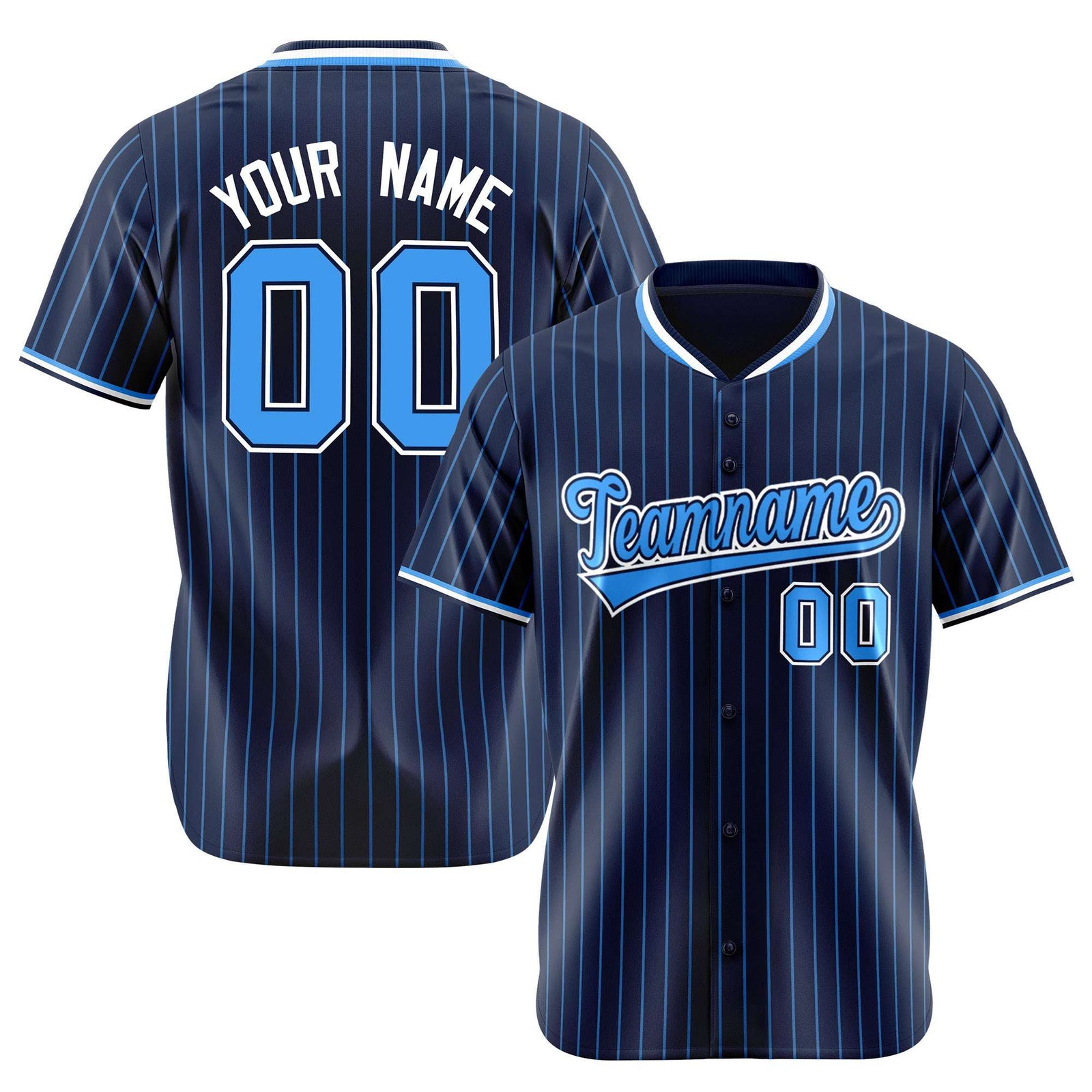 Custom Navy Blue Pinstripe Blue-White Authentic Baseball Jersey
