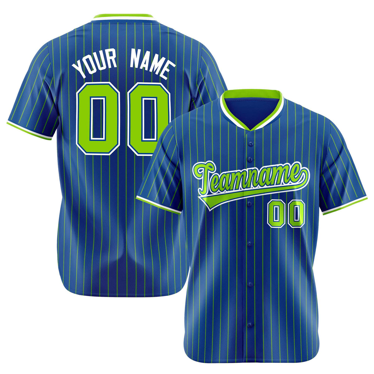 Custom Navy Neon-Green Pinstripe Neon-Green White Authentic Baseball Jersey