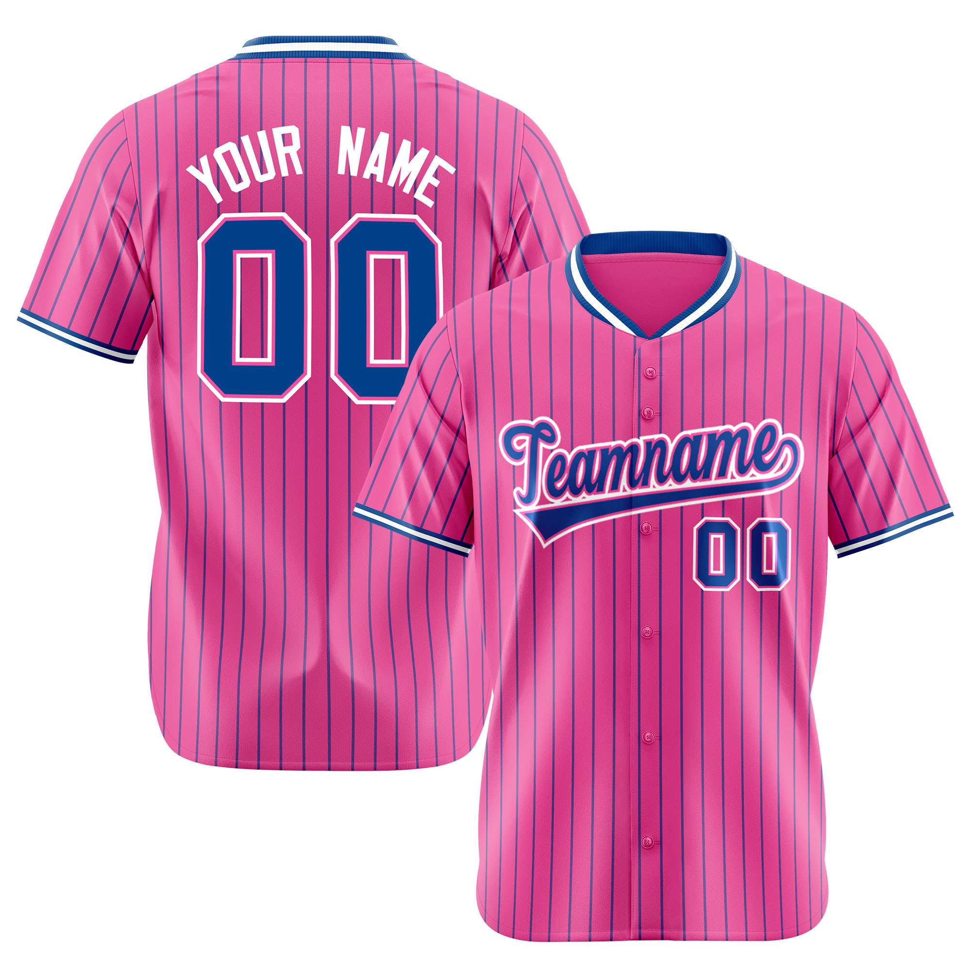 Custom Pink Neon-Green Pinstripe Neon-Green White Authentic Baseball Jersey