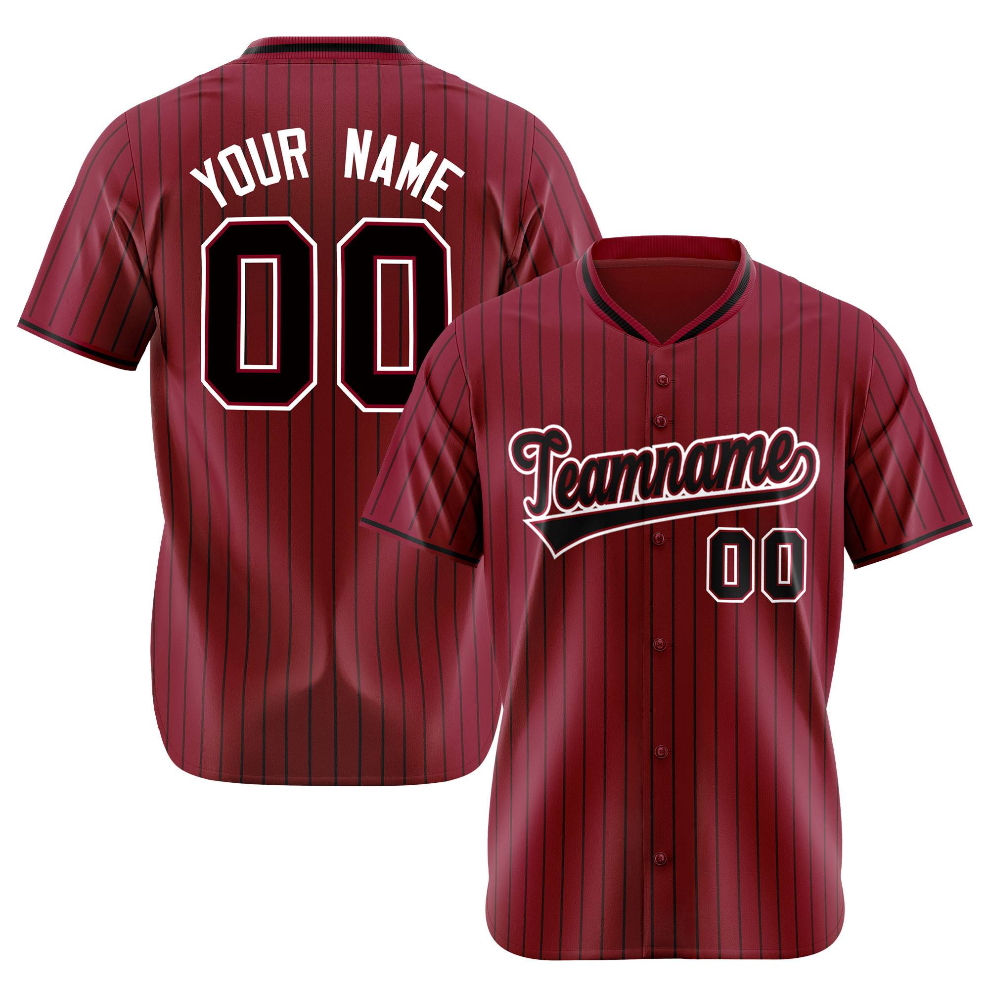 Custom Crimson Black Pinstripe Black-White Authentic Baseball Jersey