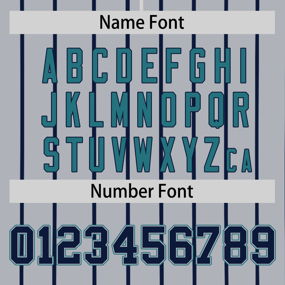 Custom Gray Navy Pinstripe Navy-Aqua Authentic Baseball Jersey