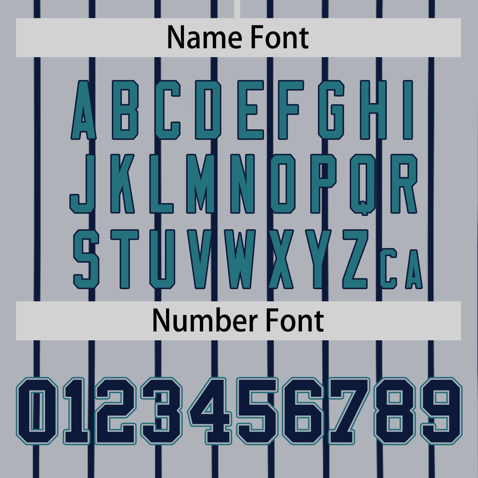 Custom Gray Navy Pinstripe Navy-Aqua Authentic Baseball Jersey