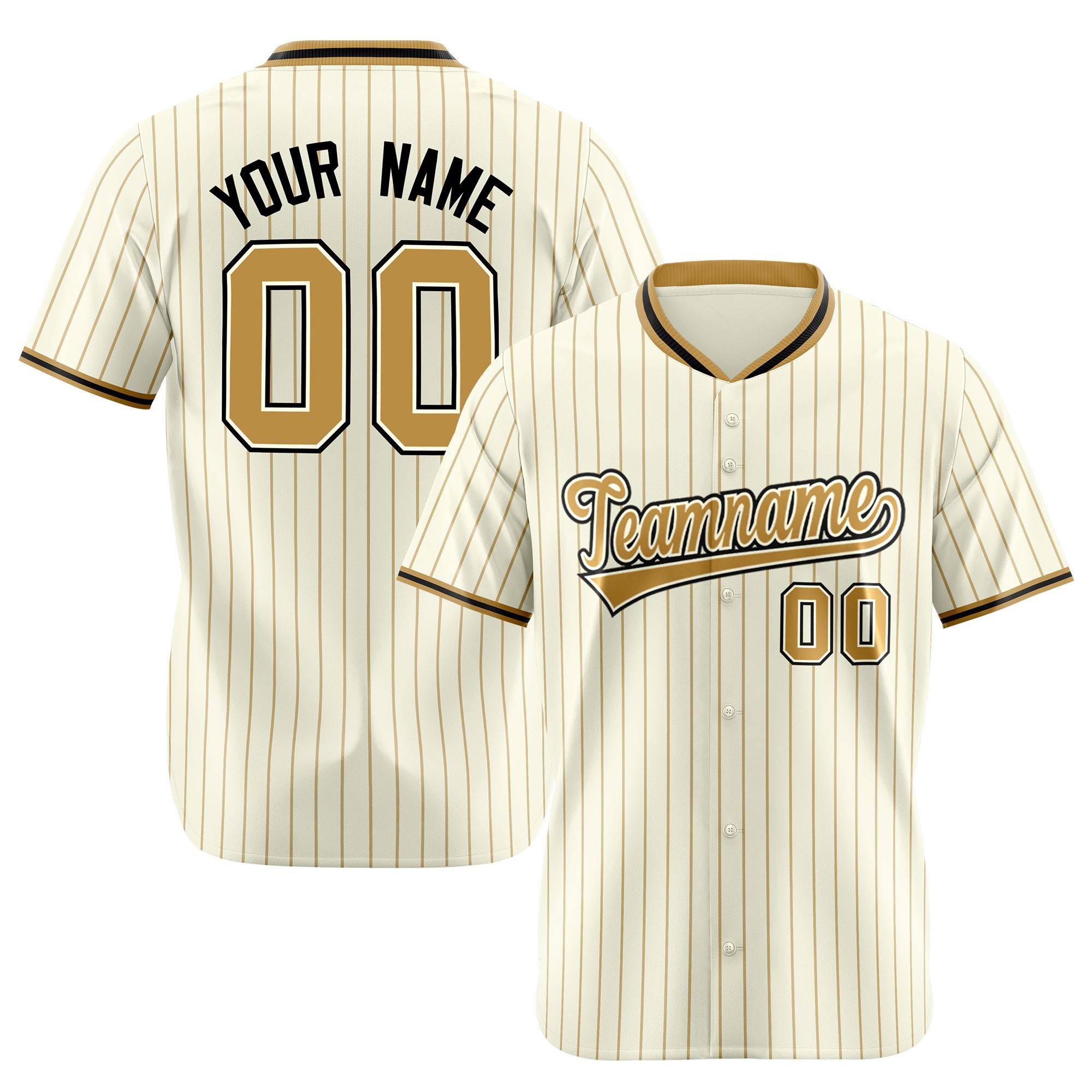 Custom Cream Brown Pinstripe Brown-Black Authentic Baseball Jersey