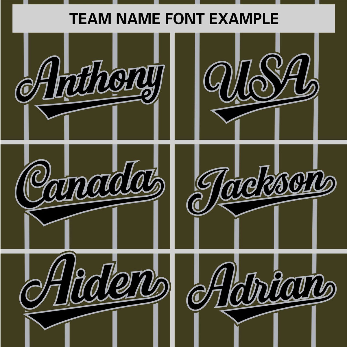 Custom Olive Black Pinstripe Black-Gray Authentic Baseball Jersey