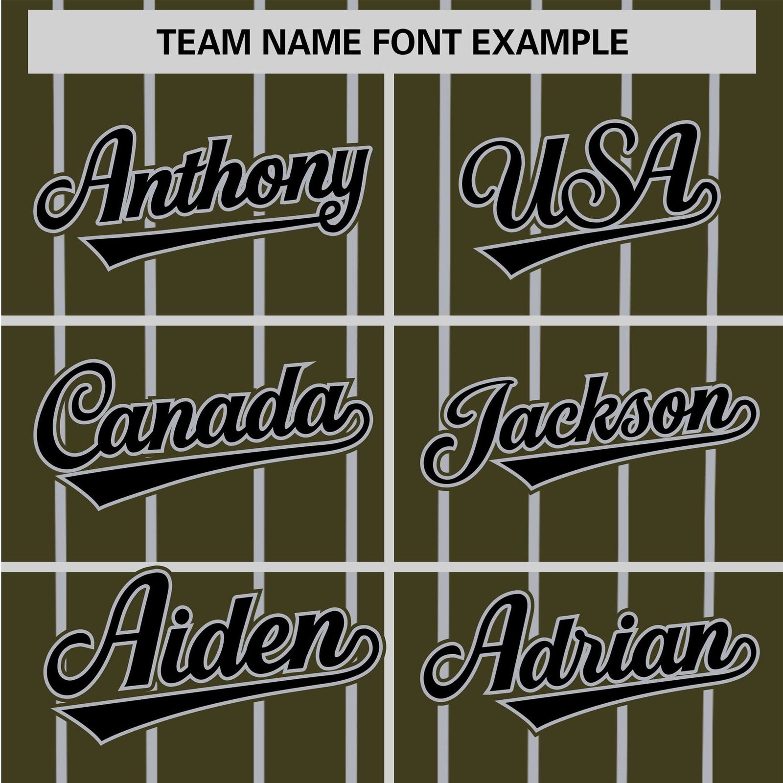 Custom Olive Black Pinstripe Black-Gray Authentic Baseball Jersey