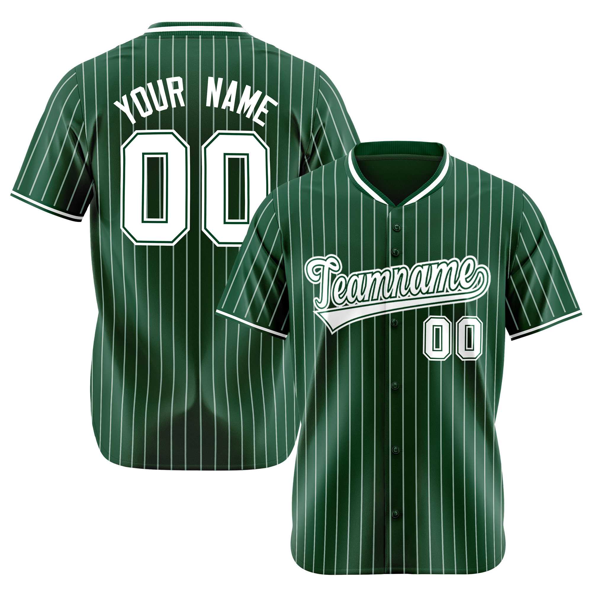 Custom Midnight Green White Pinstripe White Midnight-Green Authentic Baseball Jersey