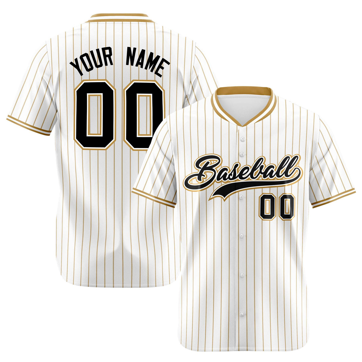 Custom White Brown Pinstripe White-Brown Black Authentic Baseball Jersey