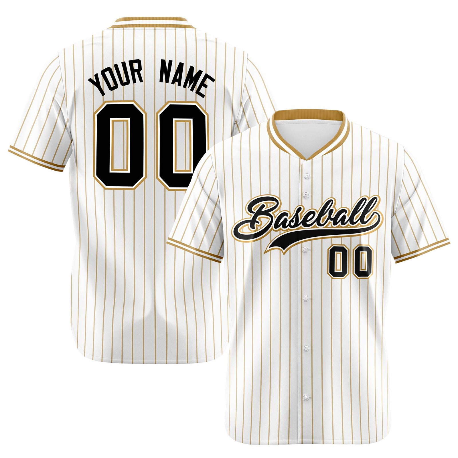 Custom White Brown Pinstripe White-Brown Black Authentic Baseball Jersey