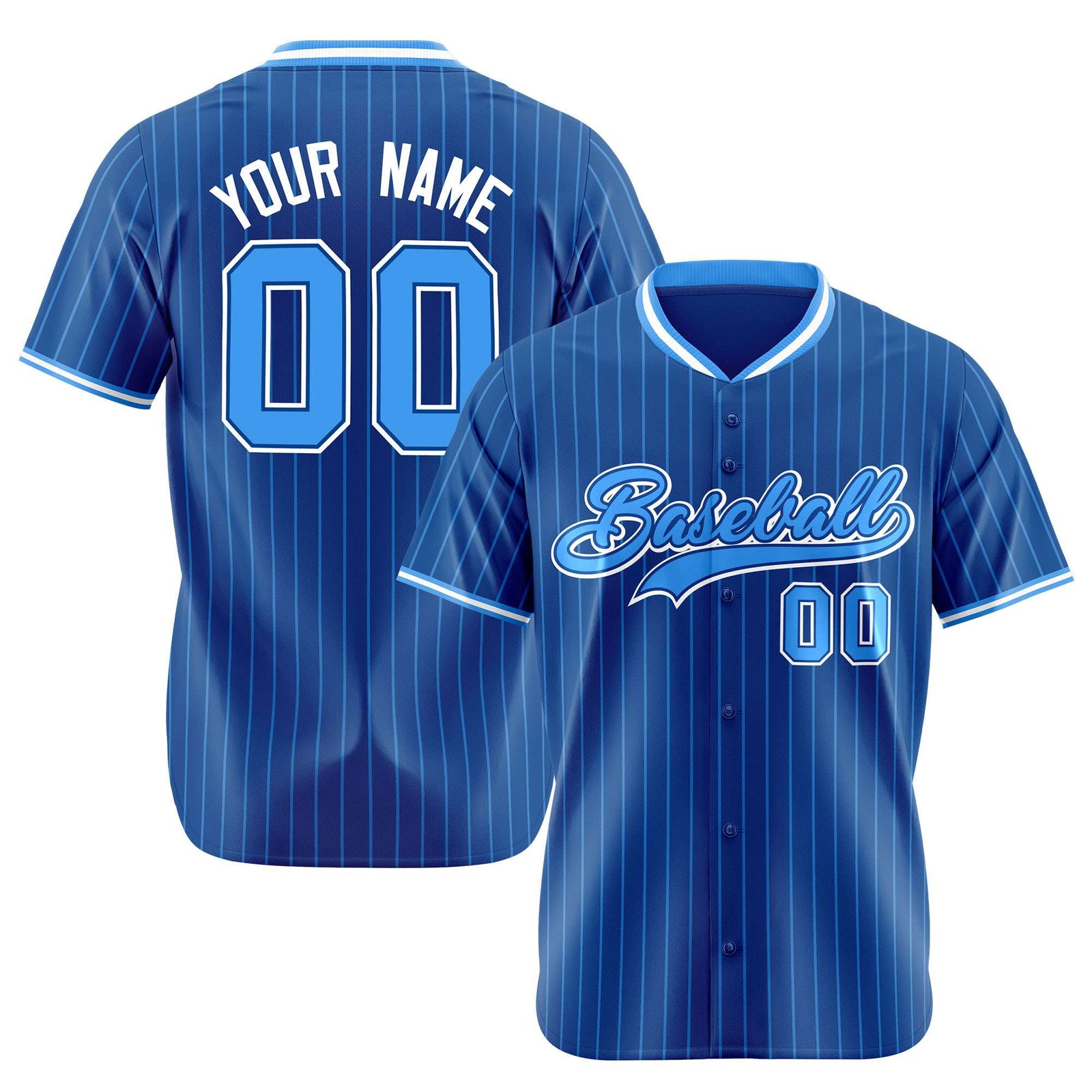 Custom Blue Light-Blue Pinstripe Light-Blue White Authentic Baseball Jersey