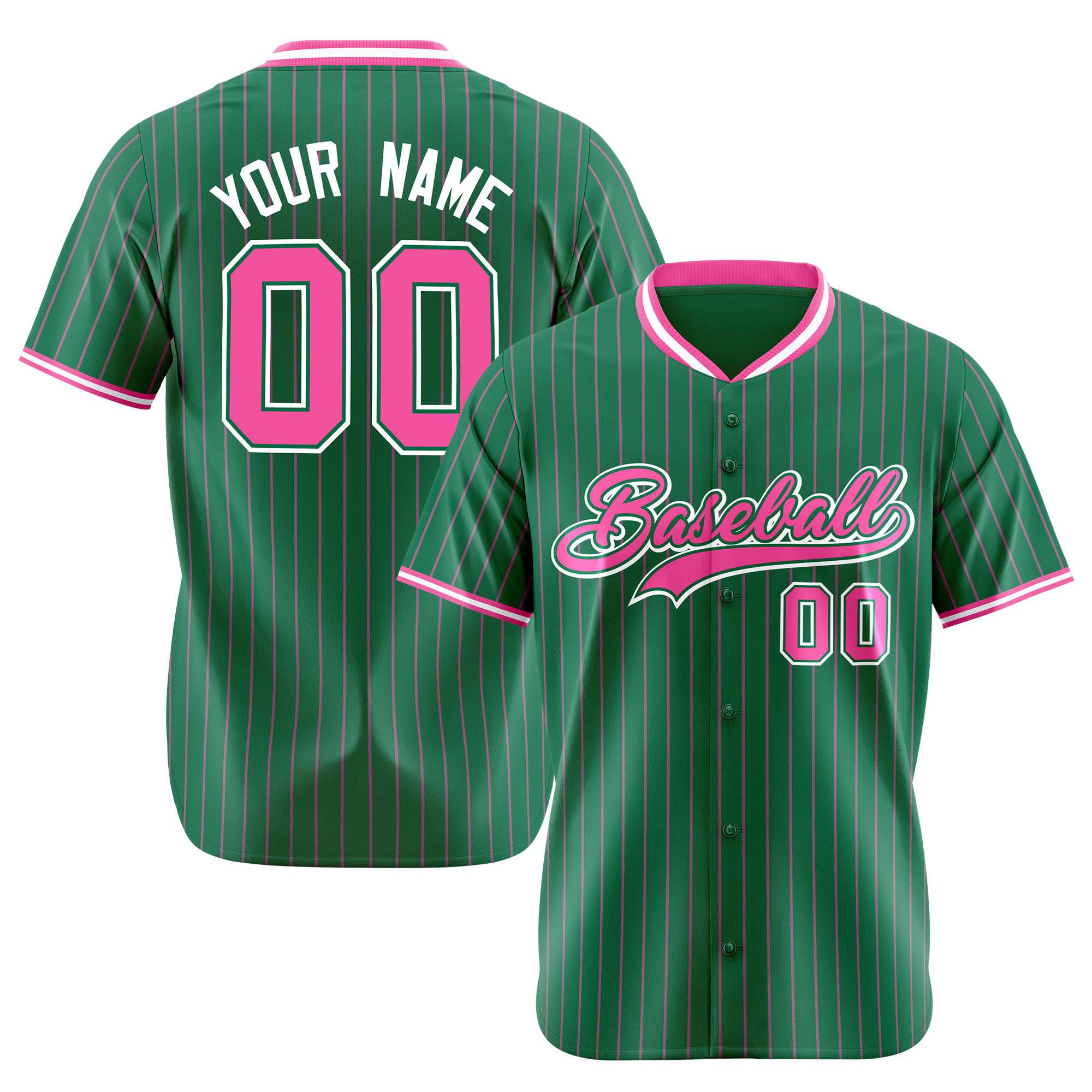 Custom Kelly Green Neon-Green Pinstripe Neon-Green White Authentic Baseball Jersey