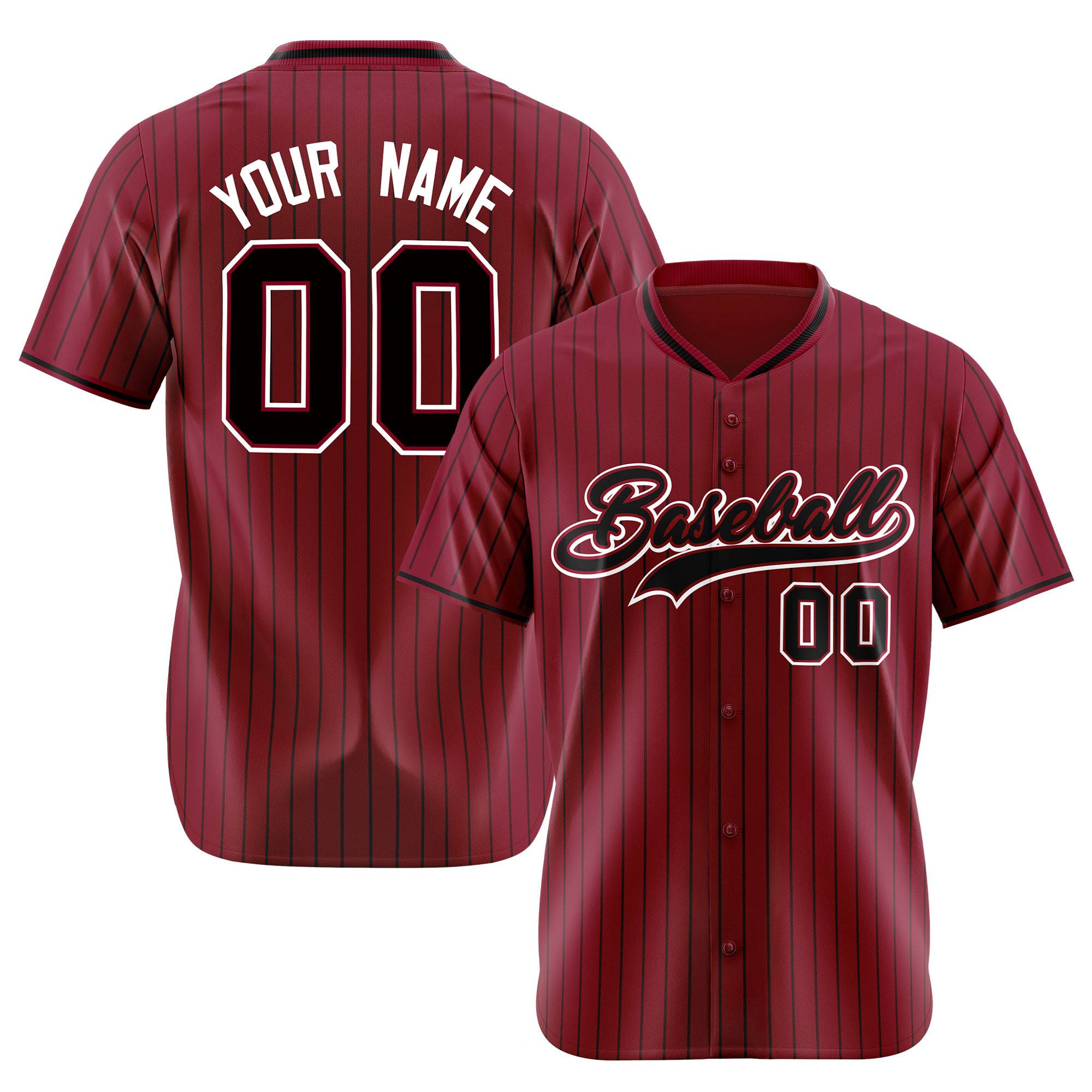 Custom Crimson Black Pinstripe Black-White Authentic Baseball Jersey