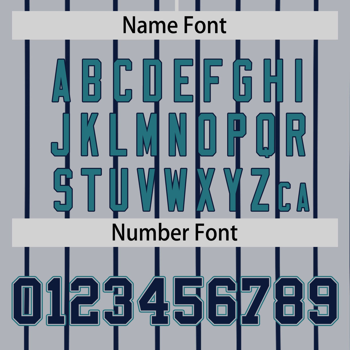 Custom Gray Navy Pinstripe Navy-Aqua Authentic Baseball Jersey