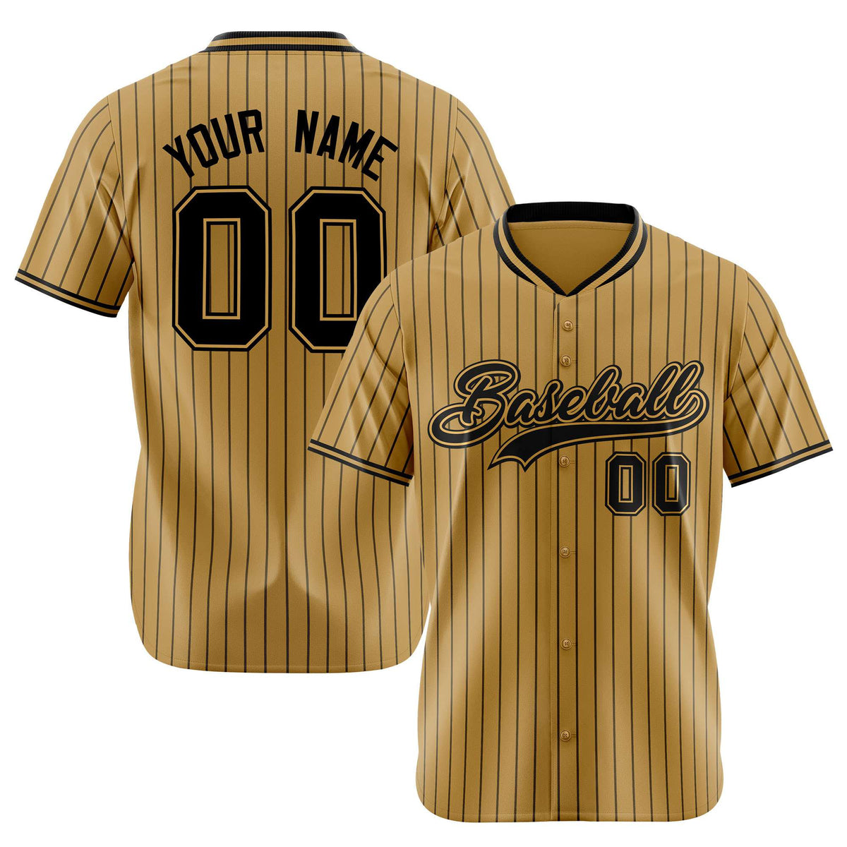 Custom Brwon Black Pinstripe Black-Brown Authentic Baseball Jersey