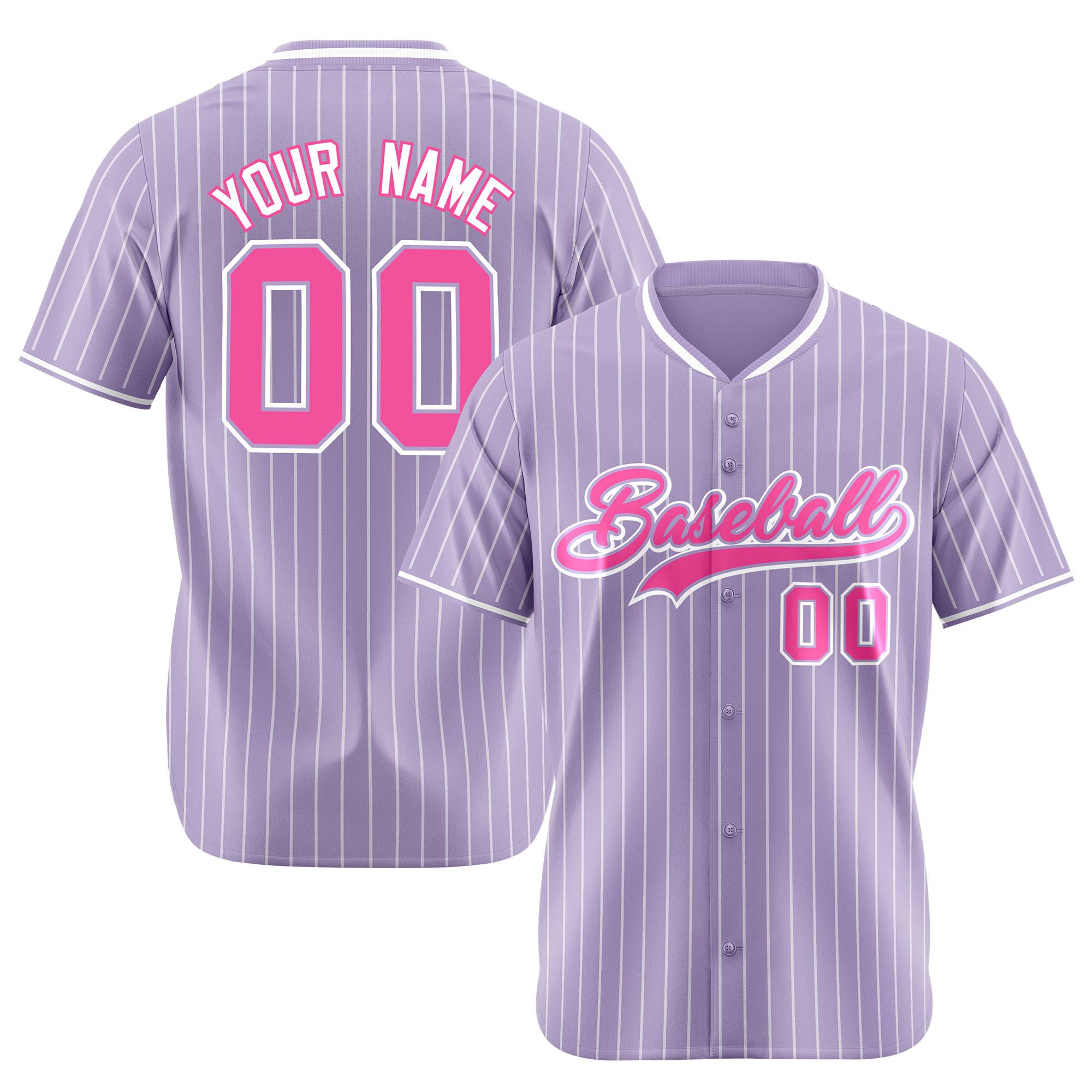 Custom Light Purple White Pinstripe Pink-White Authentic Baseball Jersey