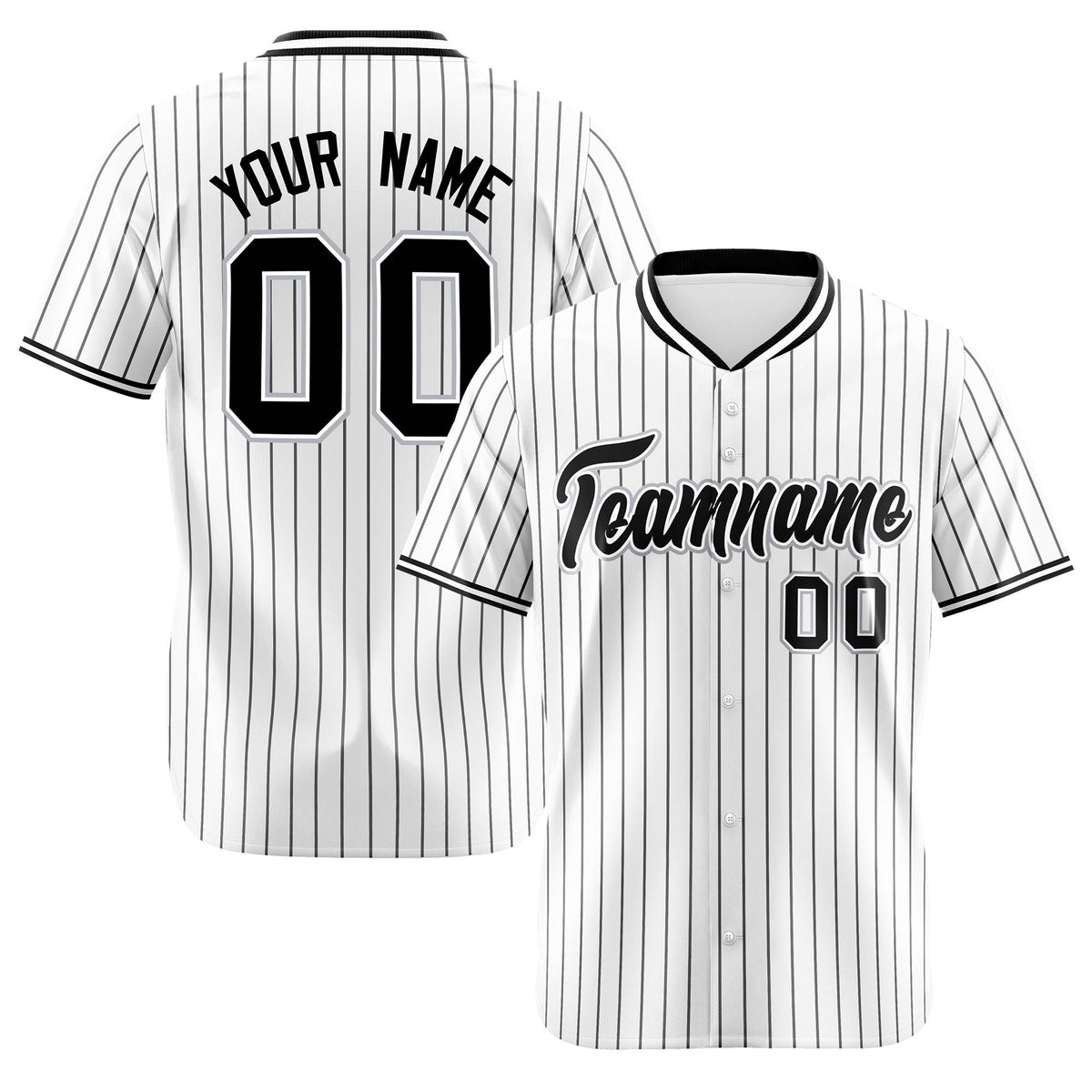 Custom White Black Pinstripe White-Black Authentic Baseball Jersey