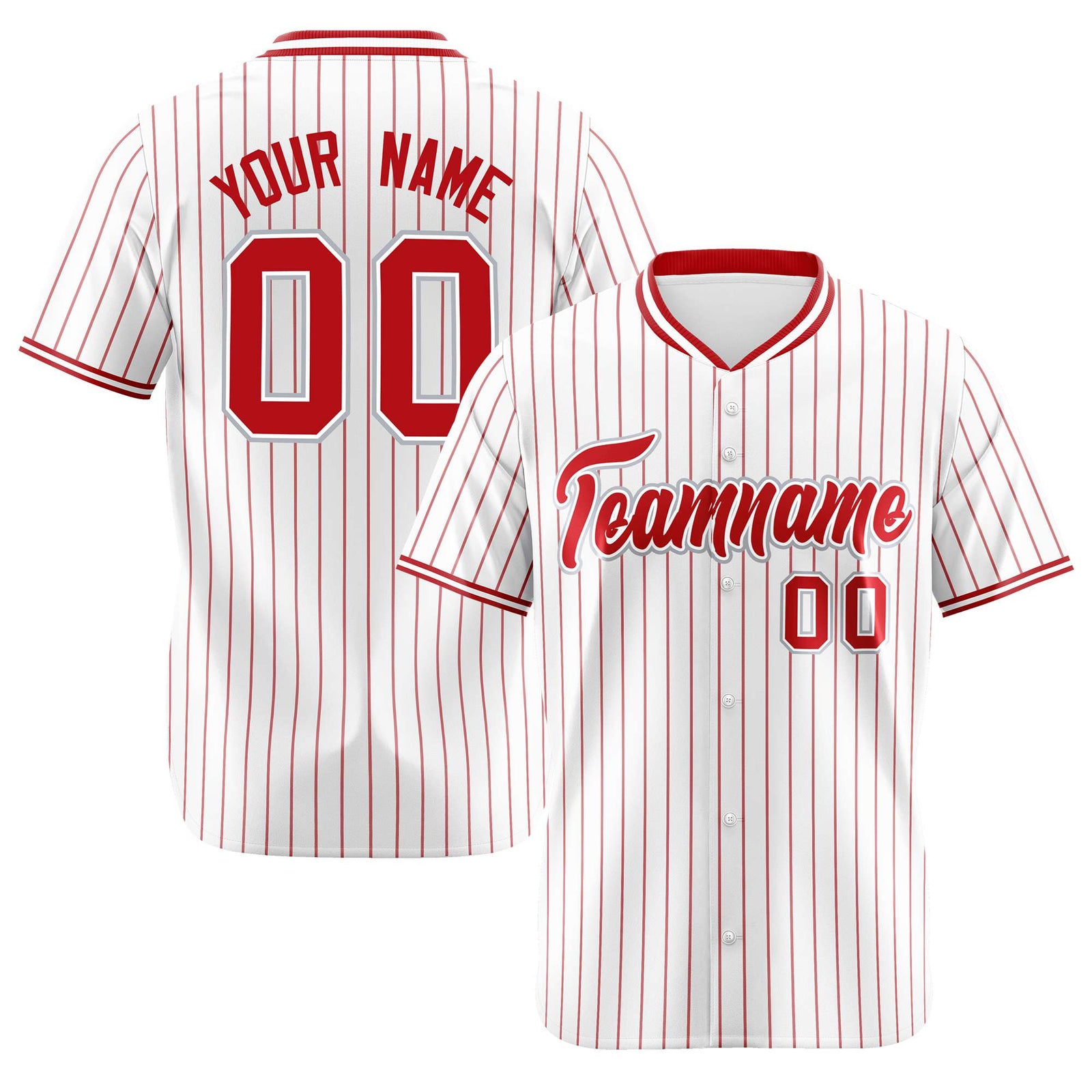 Custom White Red Pinstripe White-Red Authentic Baseball Jersey