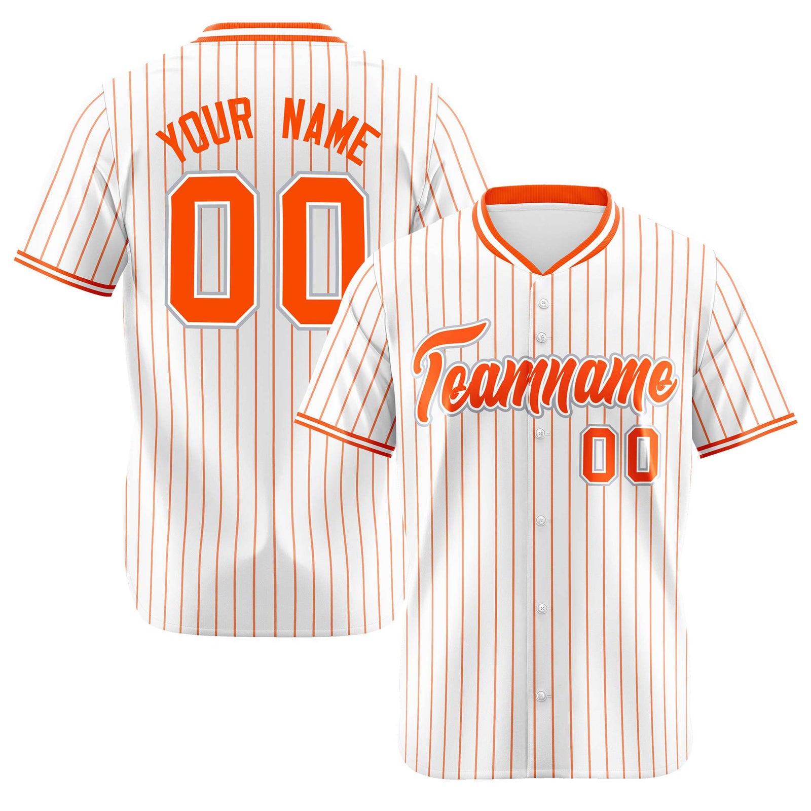 Custom White Orange Pinstripe White-Orange Authentic Baseball Jersey
