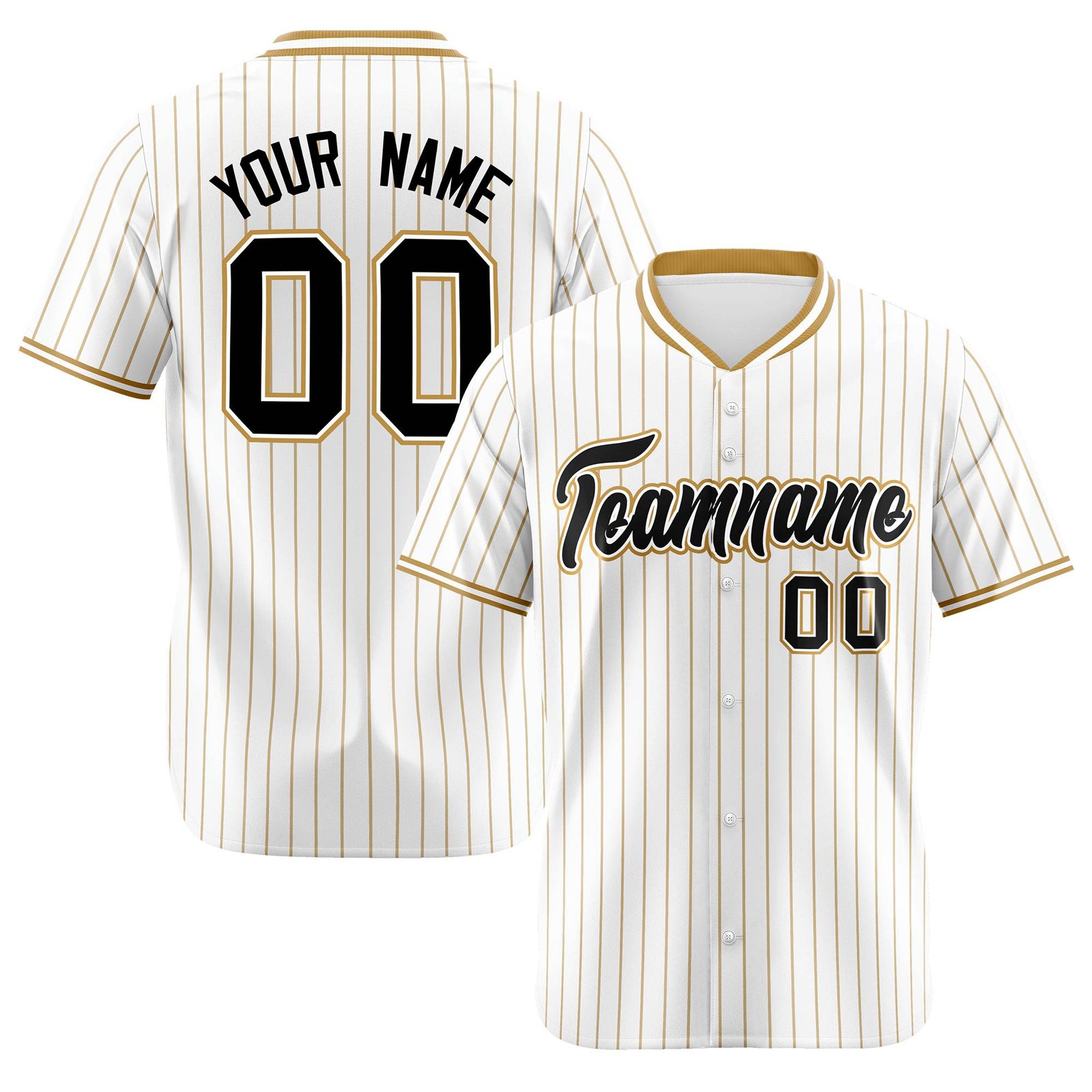 Custom White Brown Pinstripe White-Brown Black Authentic Baseball Jersey
