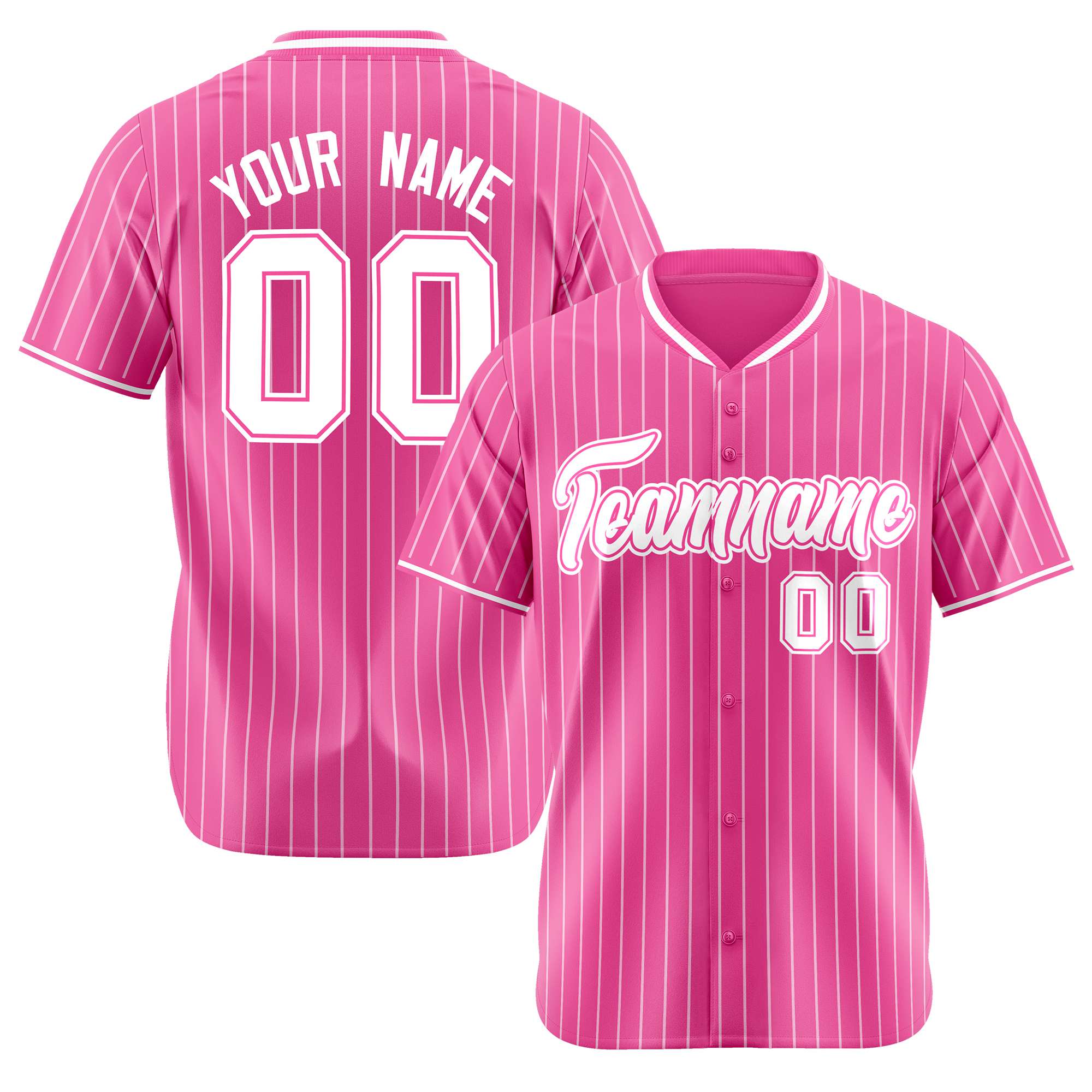 Custom Pink Navy Pinstripe Navy-White Authentic Baseball Jersey