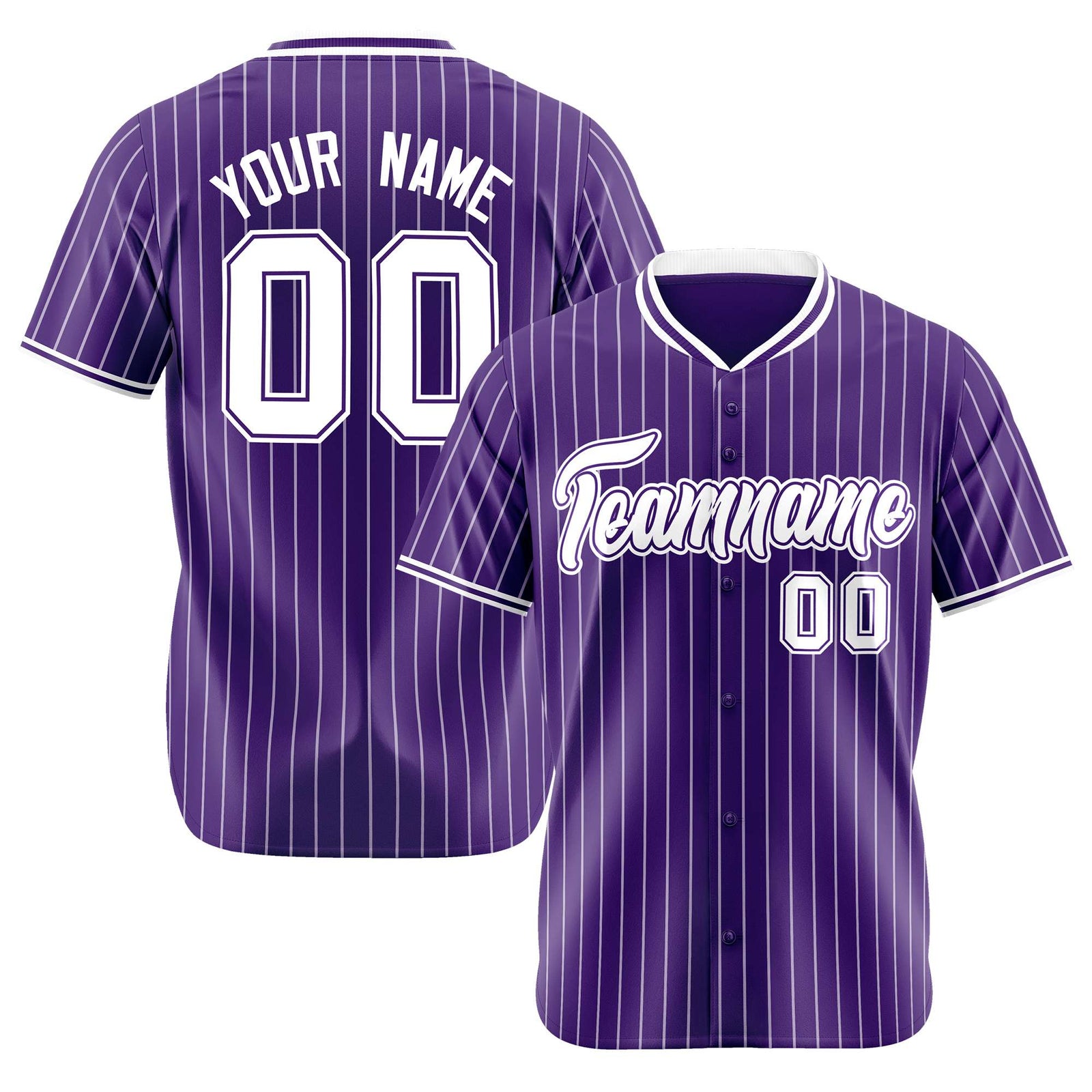 Custom Purple White Pinstripe White-Purple Authentic Baseball Jersey
