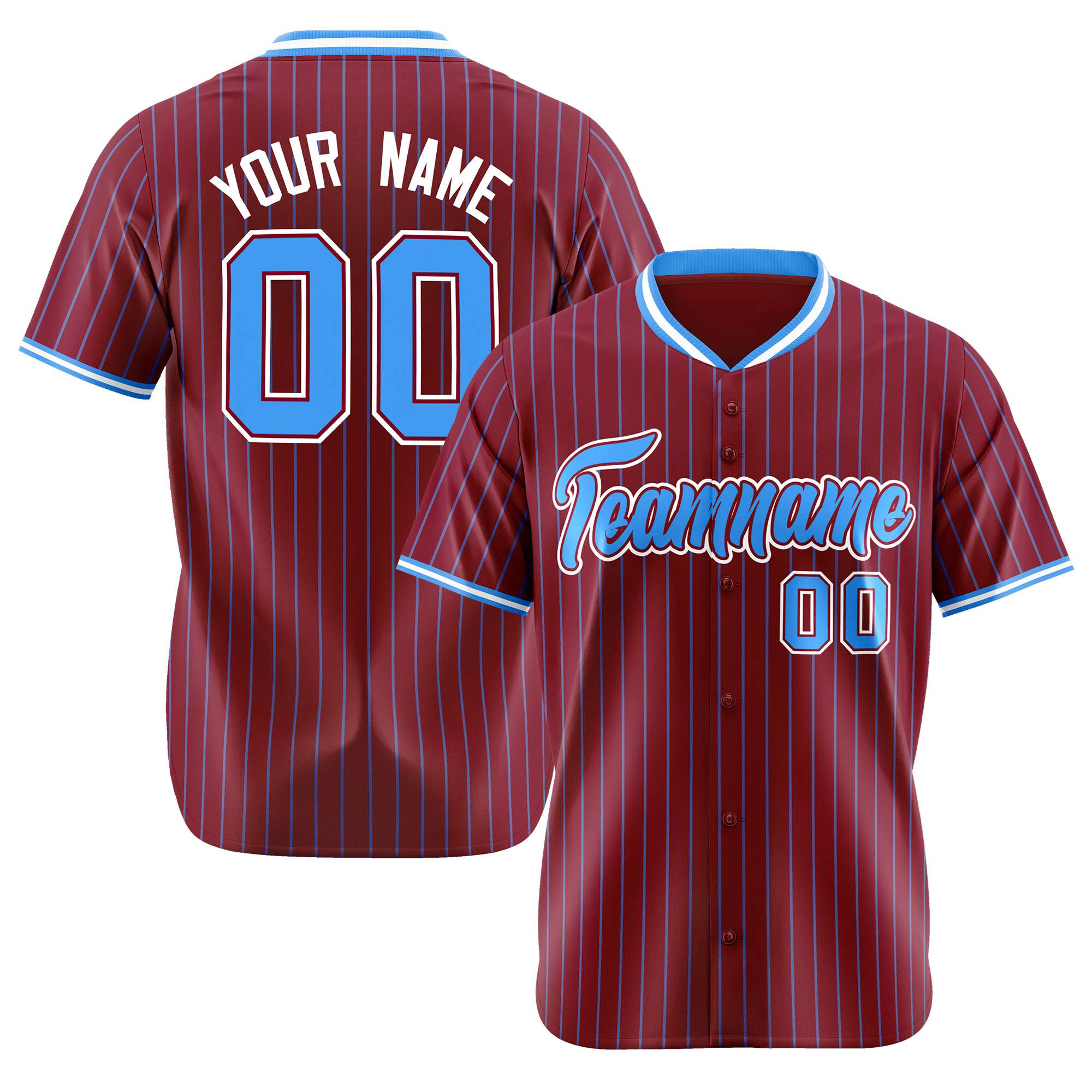 Custom Crimson Blue Pinstripe Blue-White Authentic Baseball Jersey