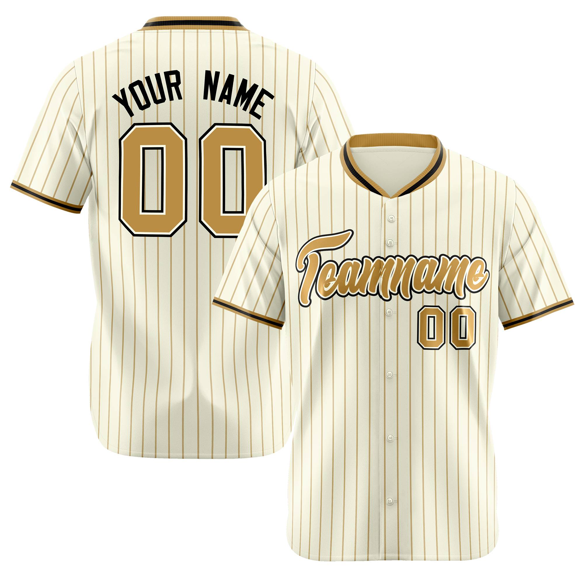 Custom Cream Brown Pinstripe Brown-Black Authentic Baseball Jersey