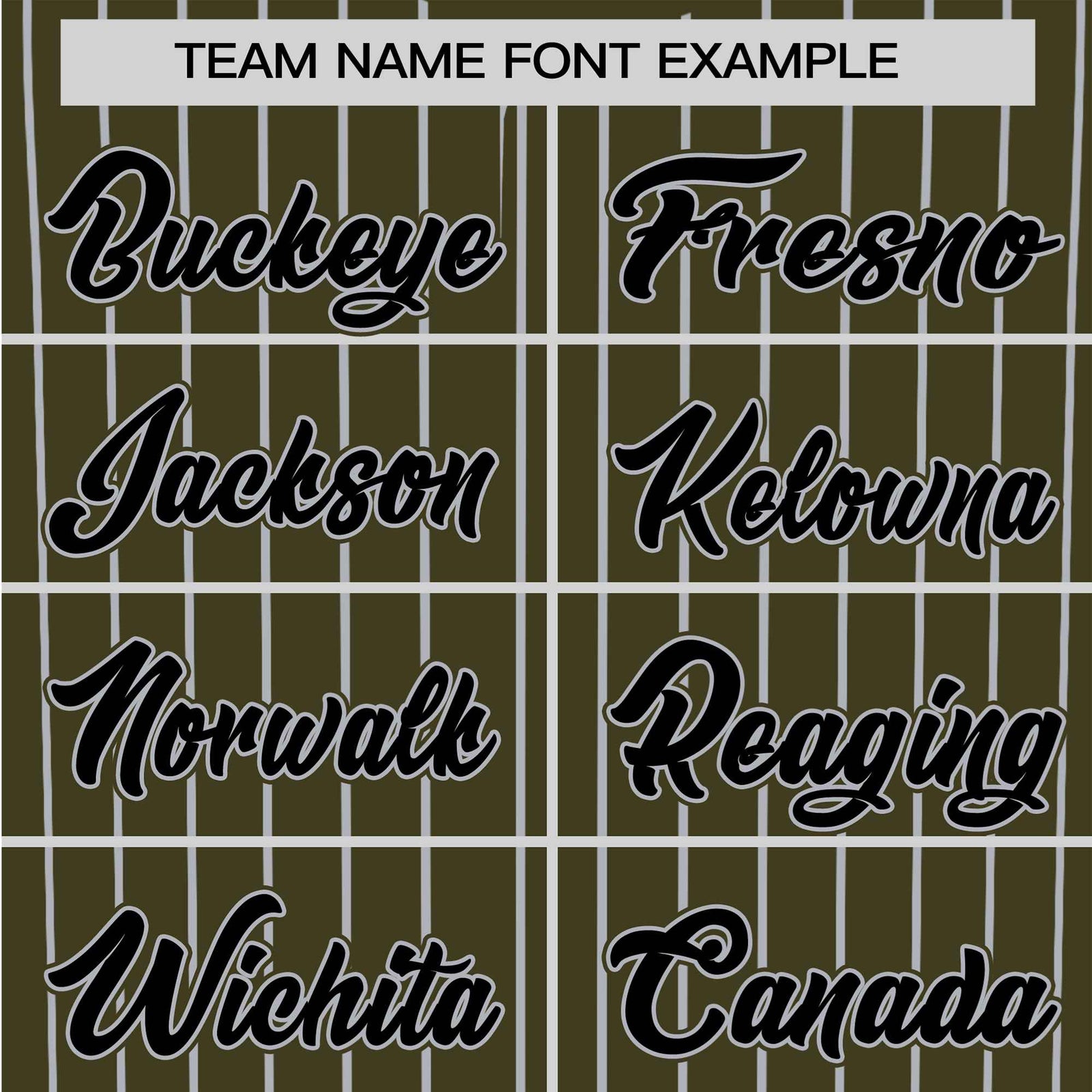 Custom Olive Black Pinstripe Black-Gray Authentic Baseball Jersey