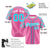 Custom Pink Light Blue-White Authentic Plaid sleeve Baseball Jersey