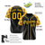 Custom Black Yellow-White Authentic Plaid sleeve Baseball Jersey