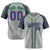 Custom Gray Purple-Green White Authentic Plaid sleeve Baseball Jersey