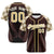 Custom Brown Old-Gold White Authentic Plaid sleeve Baseball Jersey