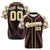 Custom Brown Old-Gold White Authentic Plaid sleeve Baseball Jersey