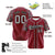 Custom Burgundy Gray-Black Authentic Plaid sleeve Baseball Jersey