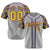 Custom Gray Yellow-Purple Authentic Plaid sleeve Baseball Jersey