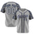 Custom Gray Navy-Black Authentic Plaid sleeve Baseball Jersey