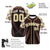 Custom Brown Old-Gold White Authentic Plaid sleeve Baseball Jersey