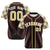 Custom Brown Old-Gold White Authentic Plaid sleeve Baseball Jersey