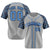 Custom Gray Blue-Navy Authentic Plaid sleeve Baseball Jersey