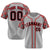 Custom Gray Fire Red Black Authentic Plaid sleeve Baseball Jersey