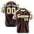 Custom Brown Old-Gold White Authentic Plaid sleeve Baseball Jersey