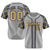 Custom Gray Old-Gold Navy Authentic Plaid sleeve Baseball Jersey