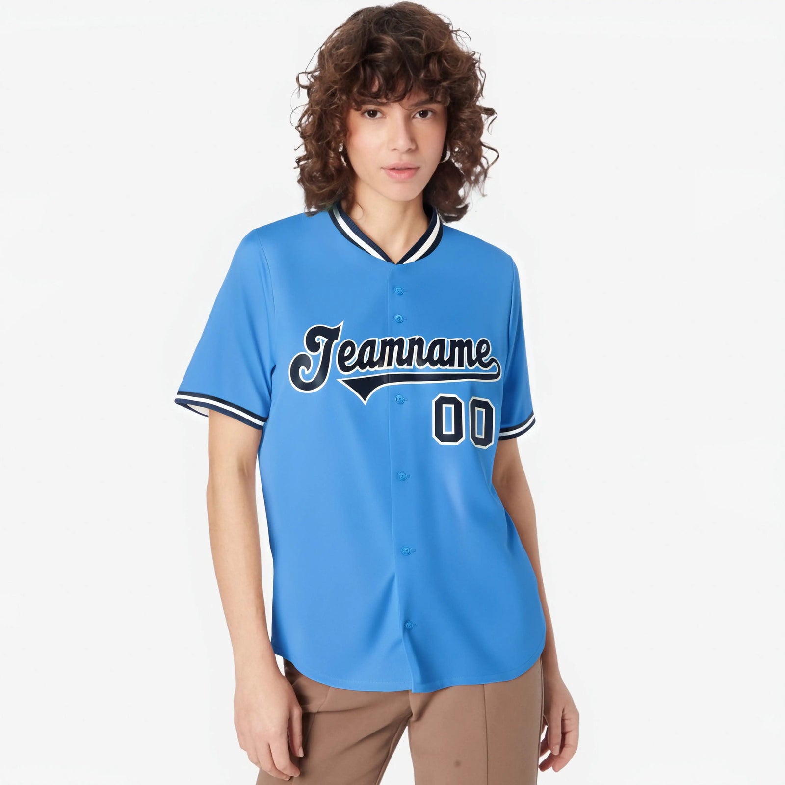 Custom Powder Blue Navy Authentic Baseball Jersey