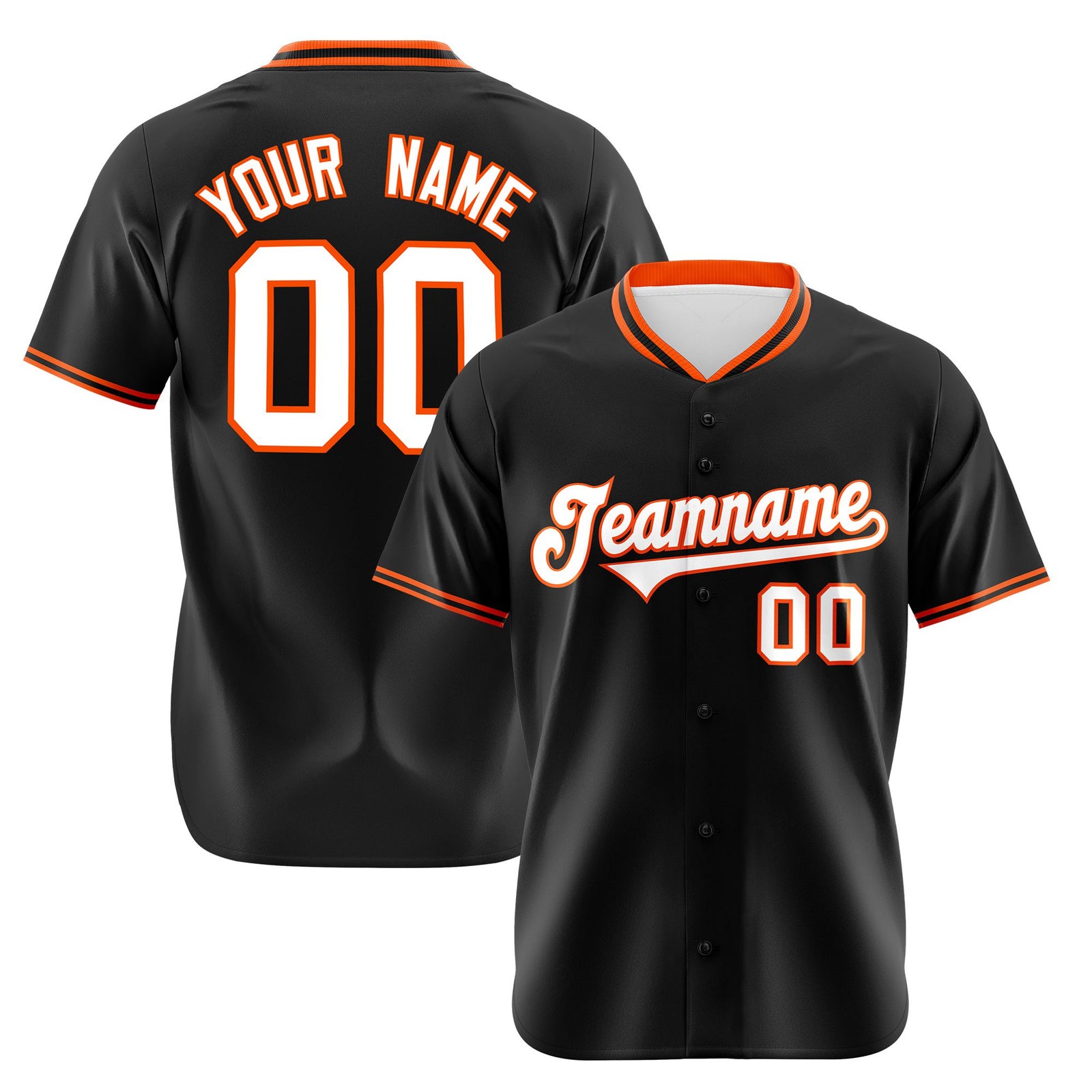 Custom Black Orange White Authentic Baseball Jersey