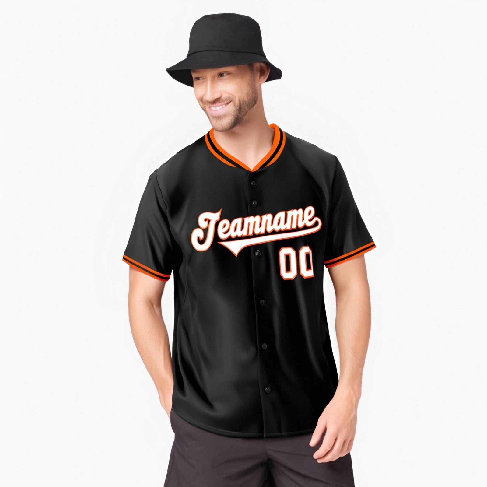 Custom Black Orange White Authentic Baseball Jersey